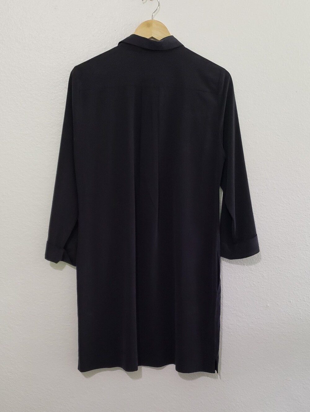 GoSilk Silk Dress Shift Dress With Waist Tie Dark Matte Navy Petite Medium - Picture 9 of 13
